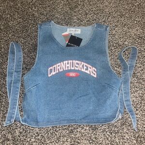 Huskers Denim Crop Top